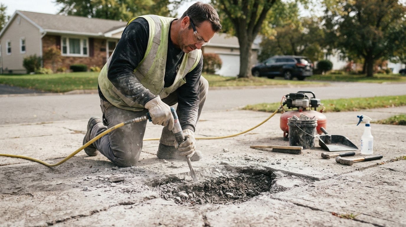 Crack repair preparation for concrete in Fairmount NY