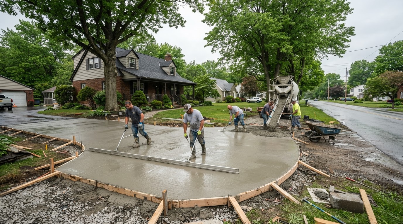 Concrete contractor completing residential concrete work in Fairmount NY