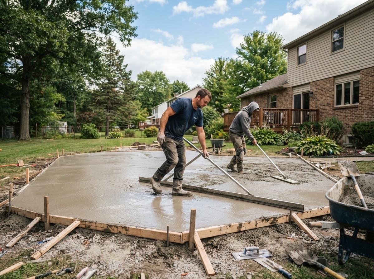Concrete patio installation in a Central New York service area