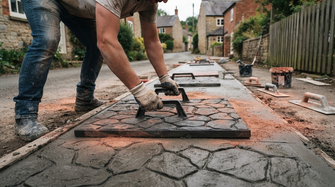 Stamped concrete stamping process in Solvay NY