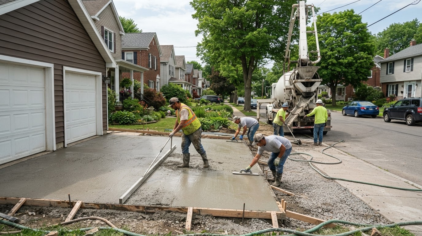 Concrete driveway installation in Liverpool NY