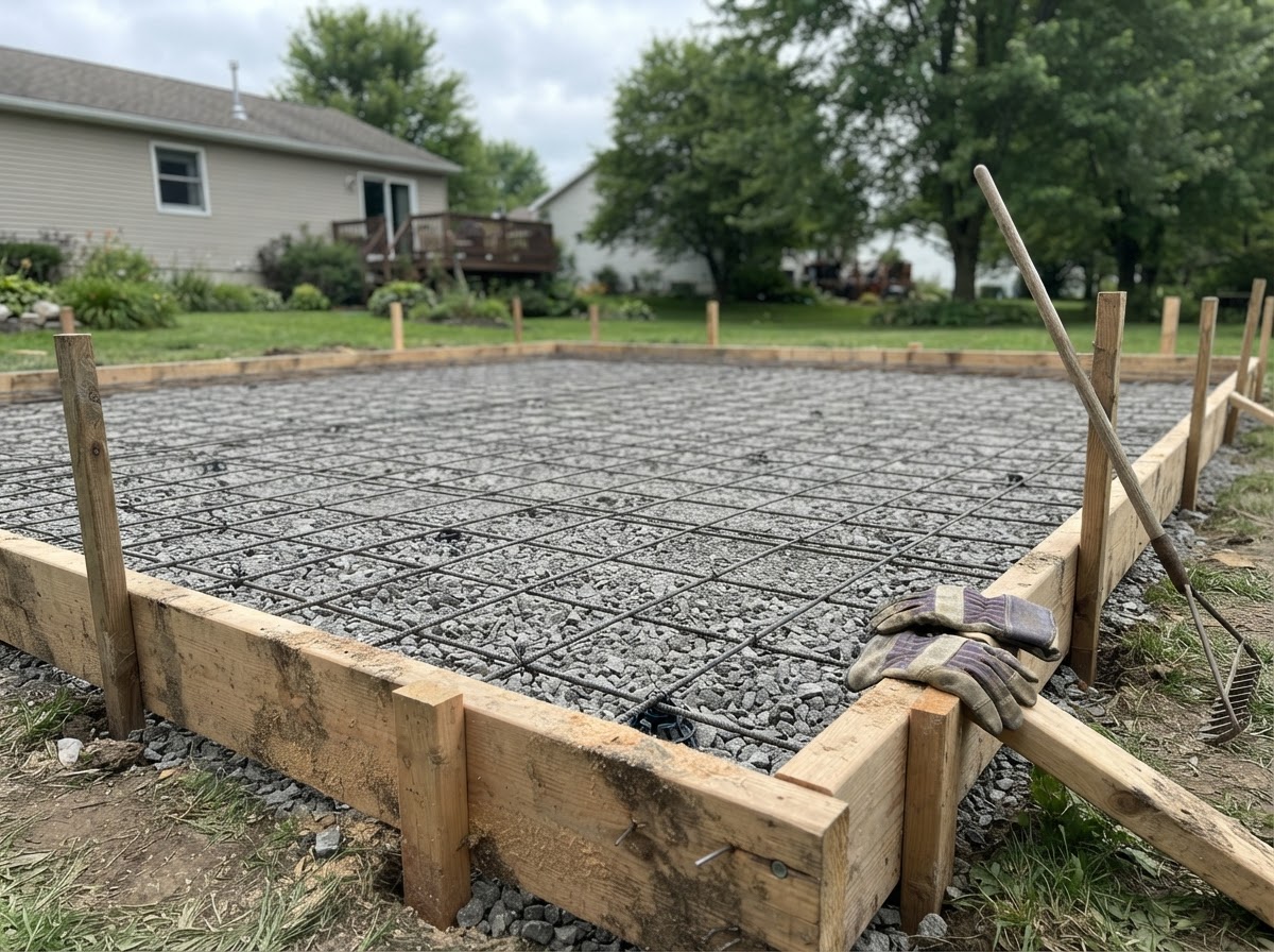Concrete base preparation and formwork for a Camillus NY project