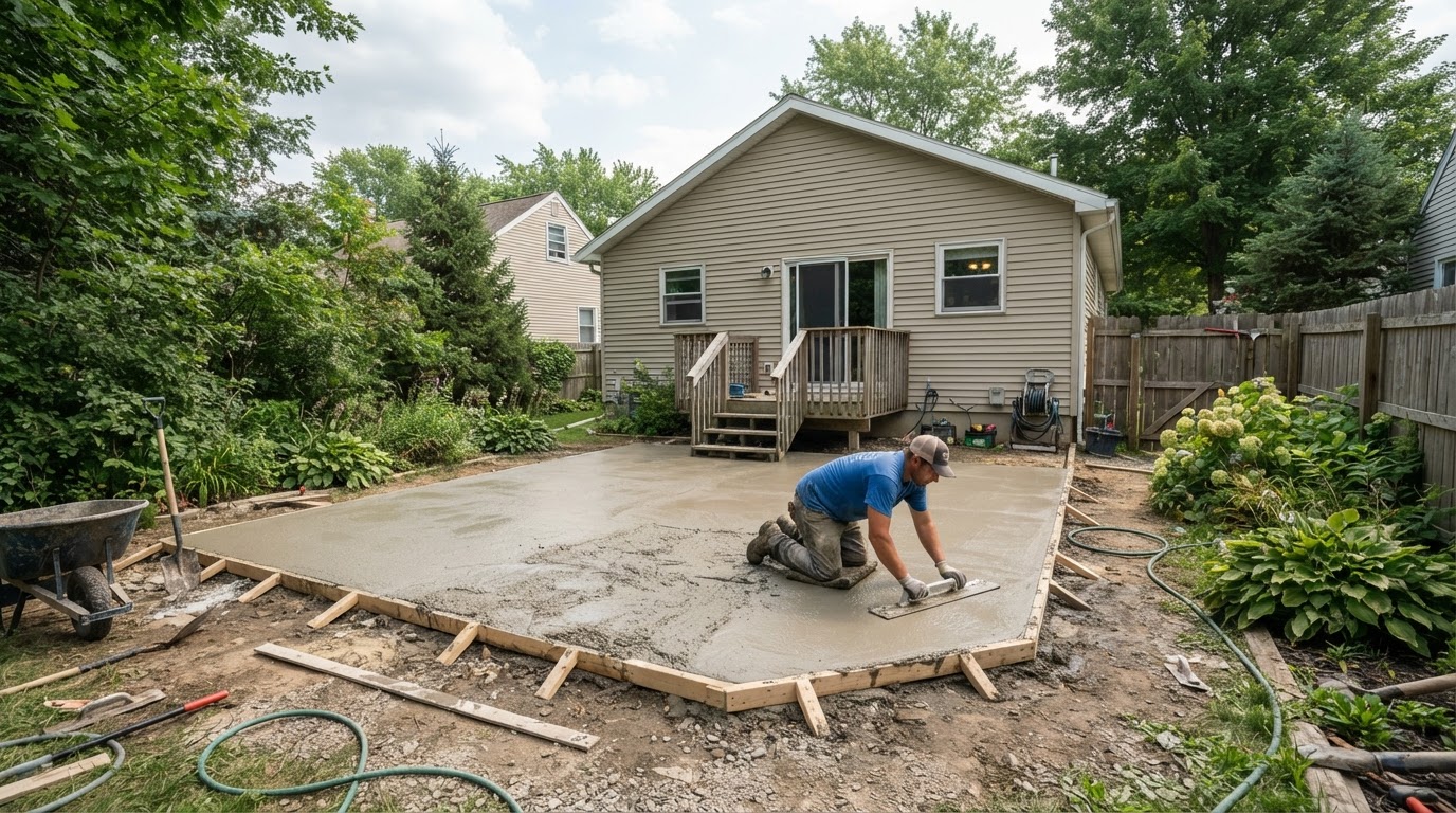 Concrete patio installation in Liverpool NY