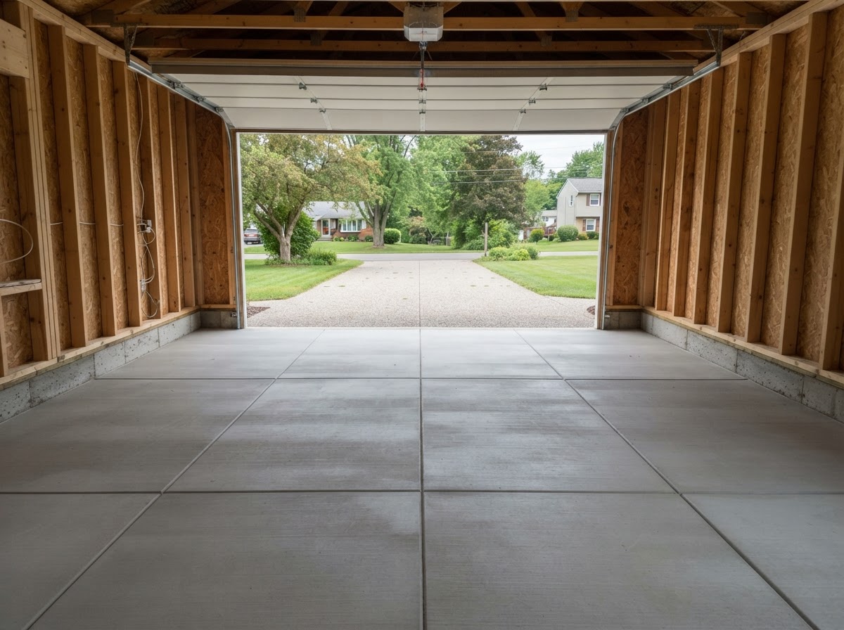 Concrete garage floor installation in Camillus NY