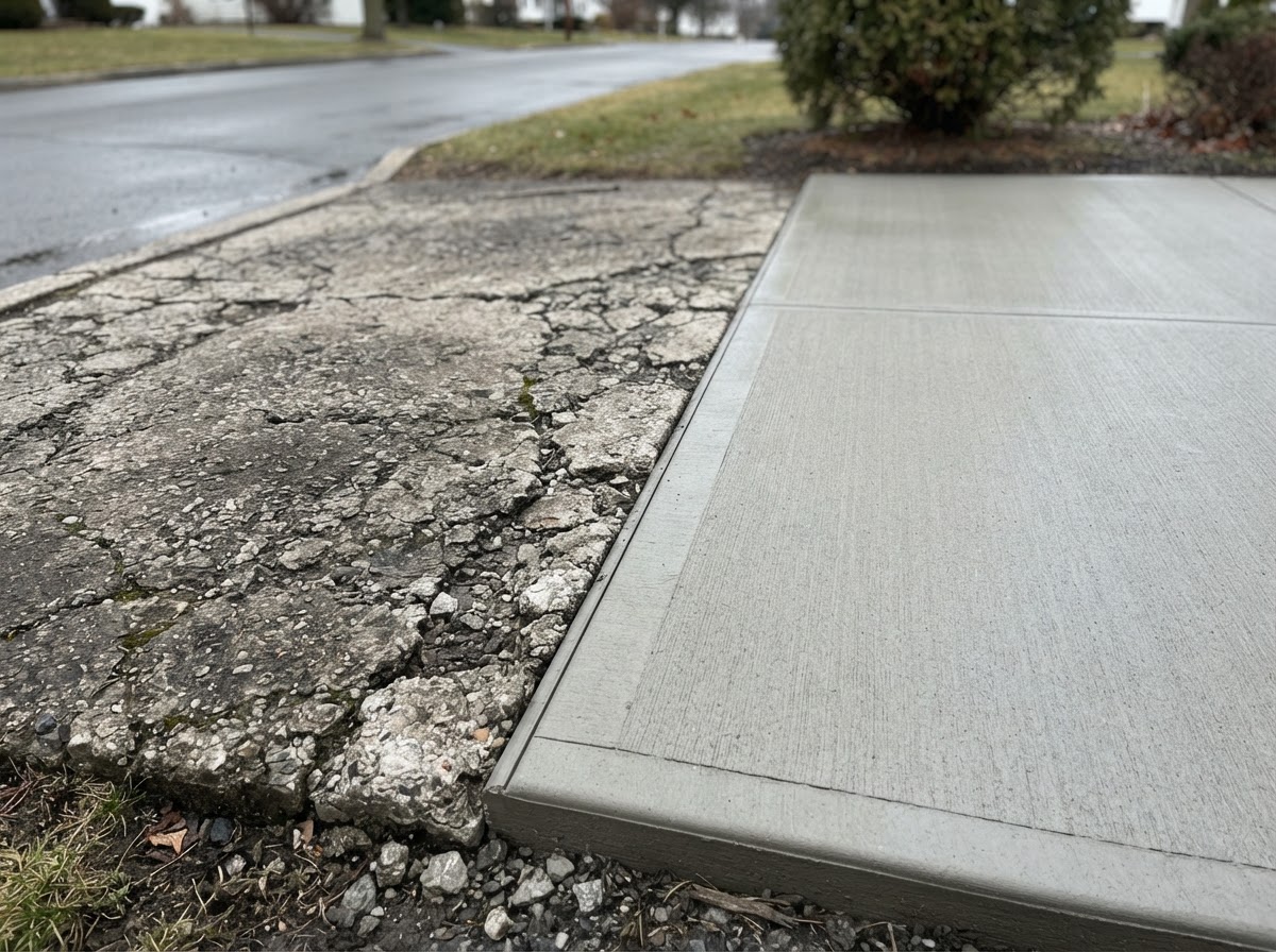 Concrete driveway repair for cracked pavement in Camillus NY