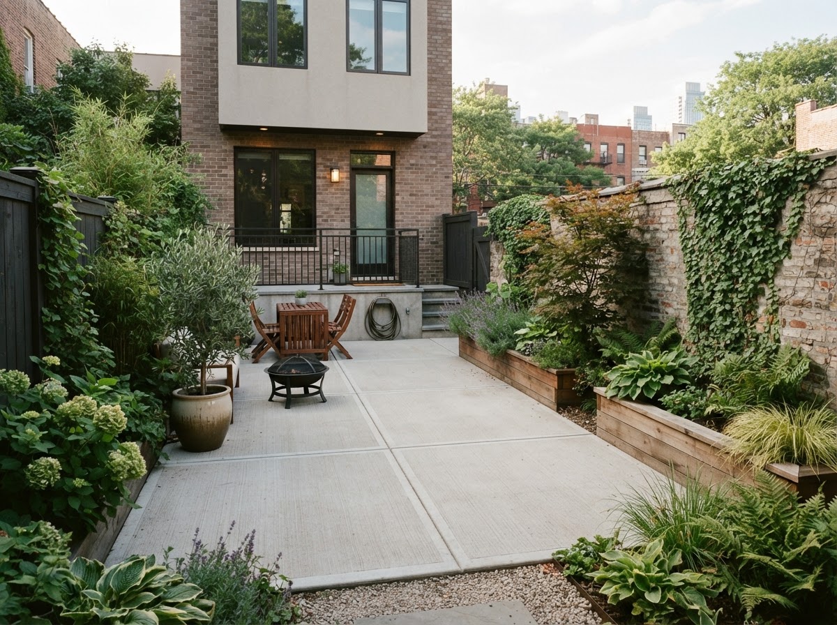 Finished concrete patio in Syracuse NY