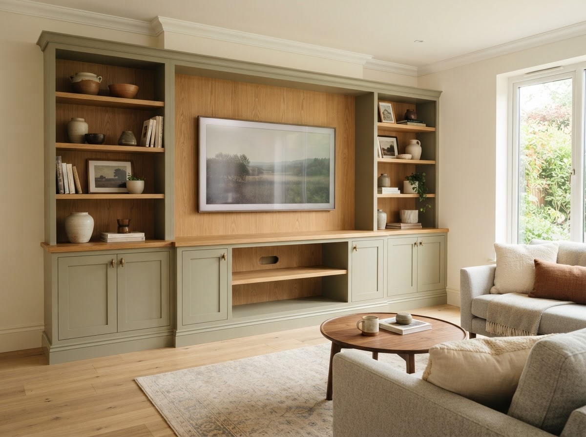 Custom entertainment center built-in carpentry in Bloomingdale