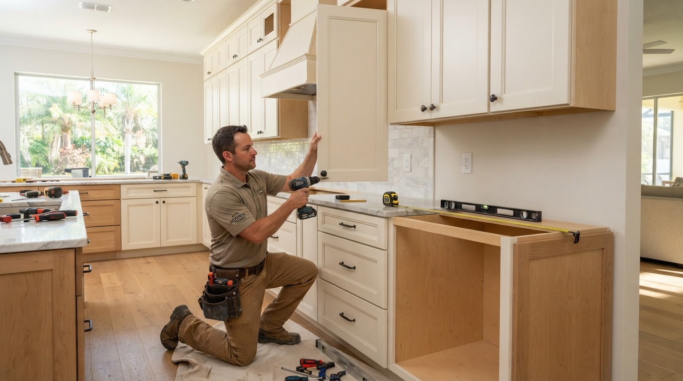 Custom kitchen cabinetry installation in Brandon Florida