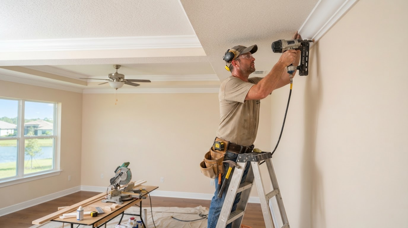 Crown molding installation in Fish Hawk Florida