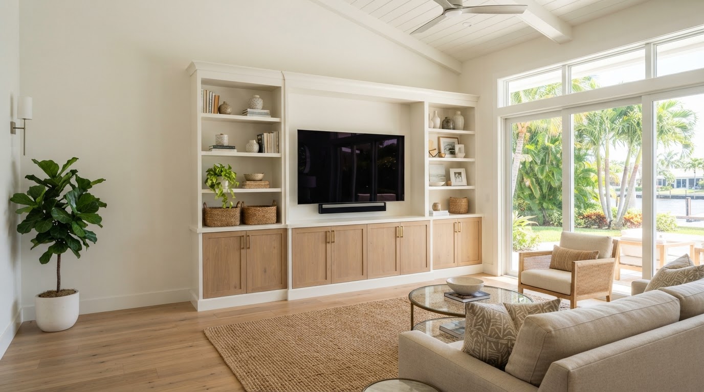 Custom entertainment center media cabinetry in Bloomingdale Florida