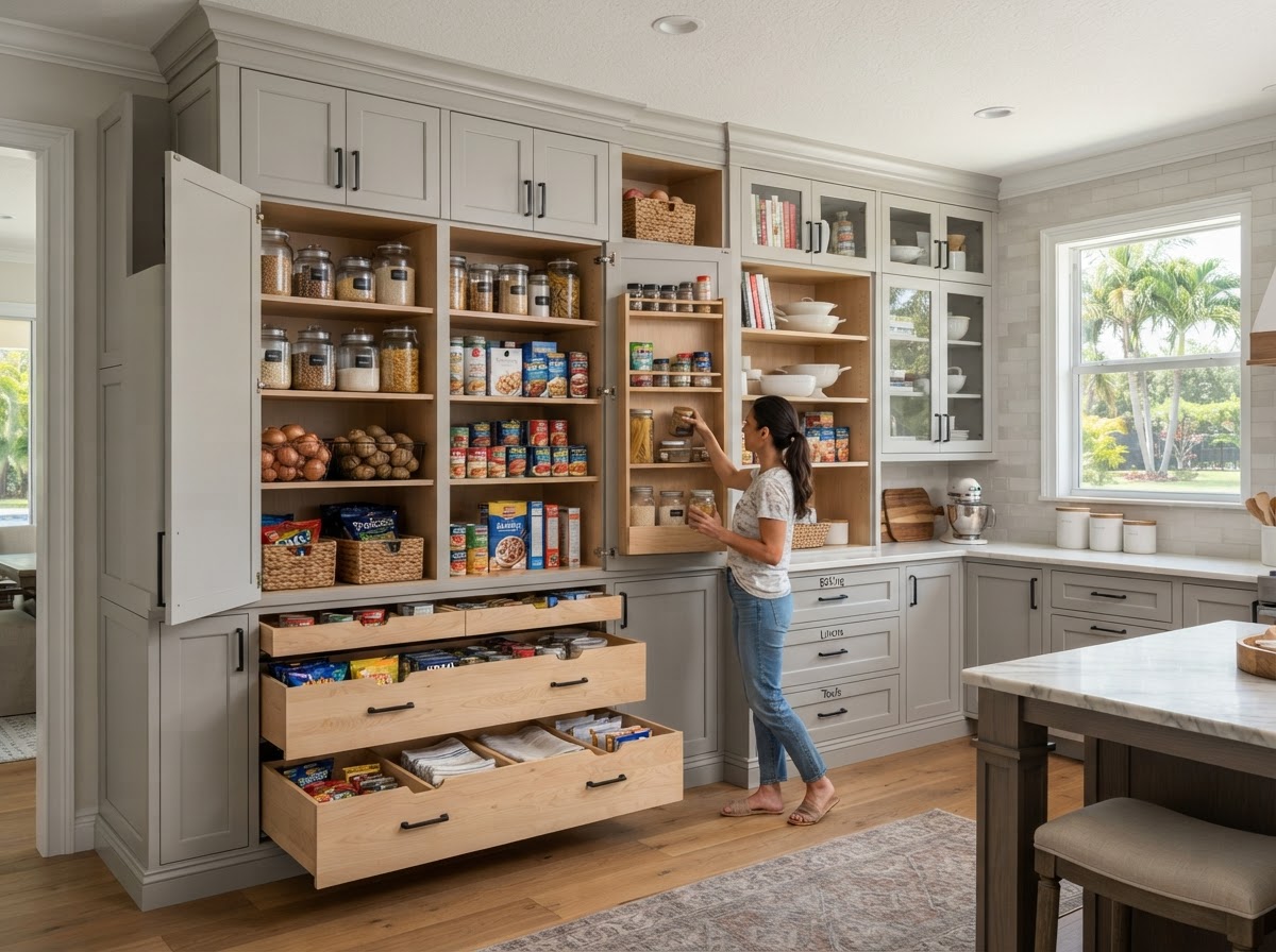 Custom pantry and tall cabinet storage in Brandon Florida