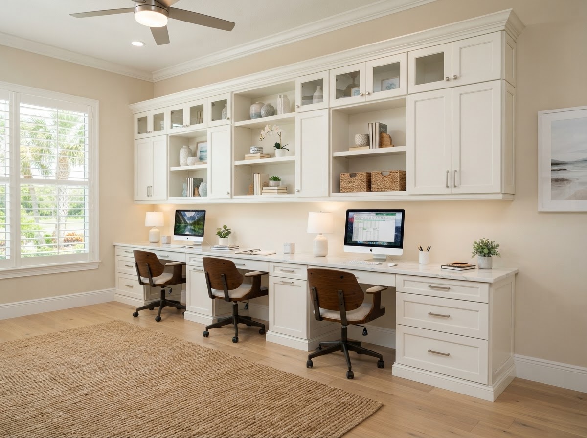Custom home office built-in cabinetry in Bloomingdale Florida