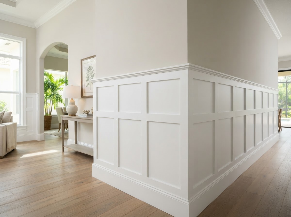 Architectural wall paneling in a Fish Hawk Florida home