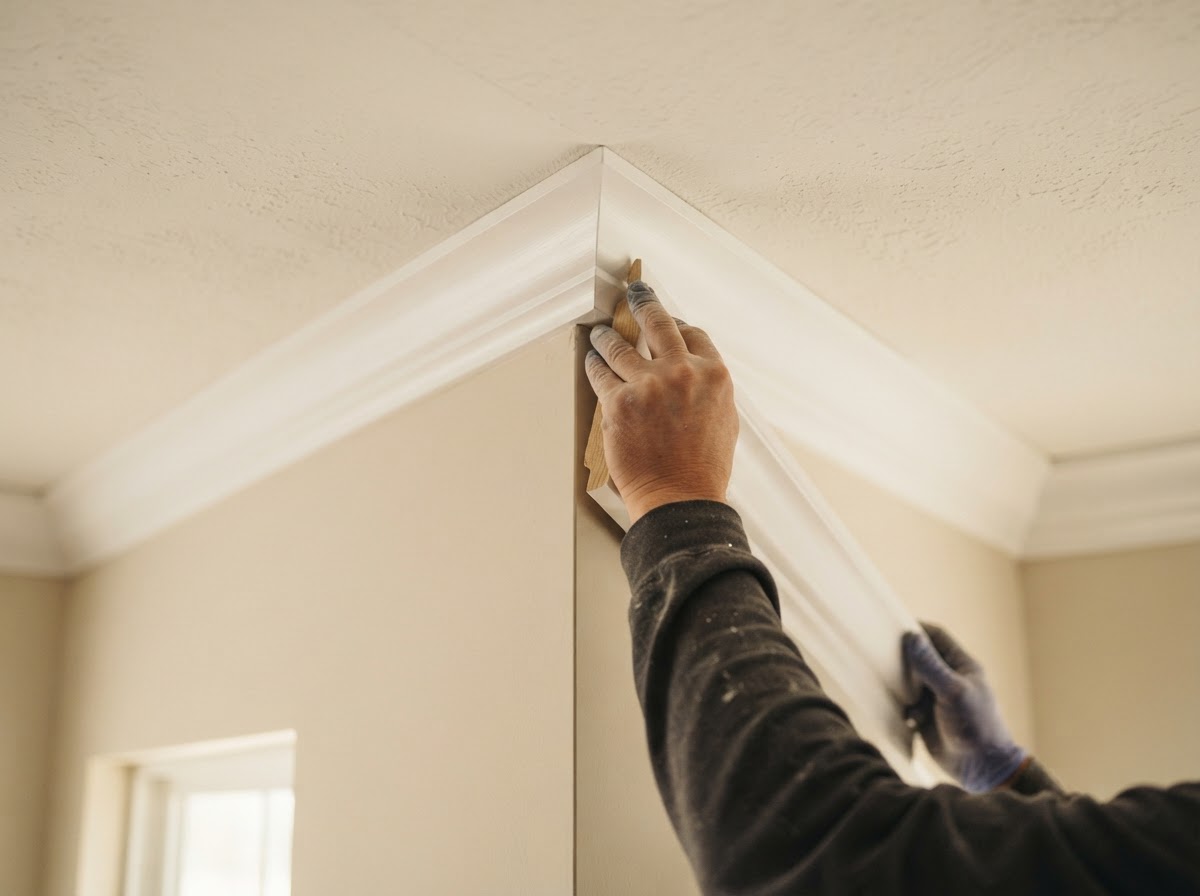 Crown molding installation detail in Bloomingdale FL