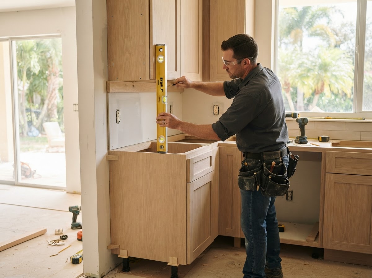 Custom kitchen cabinet fitting and installation in Bloomingdale FL