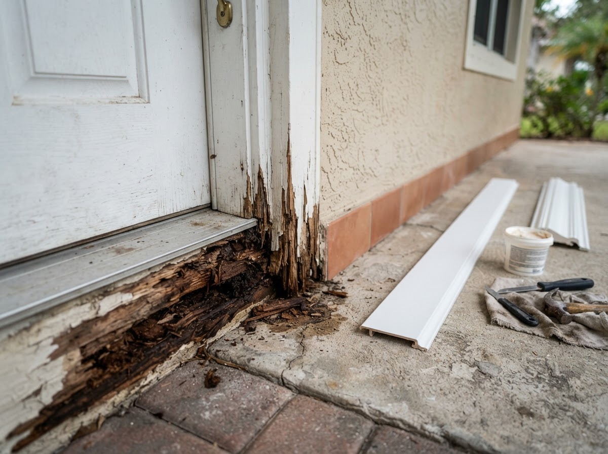 Door-frame lower trim deterioration and replacement in Bloomingdale