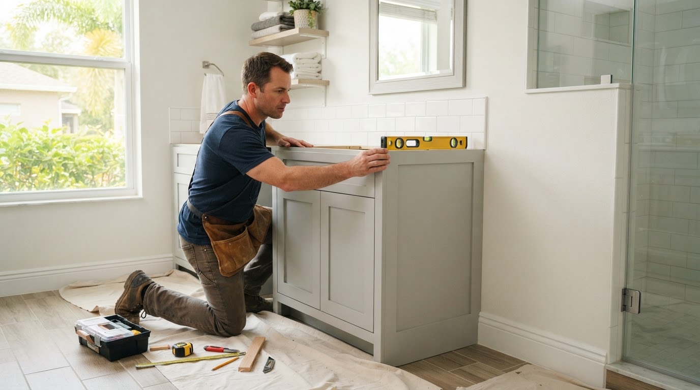 Custom bathroom vanity cabinetry in Bloomingdale Florida