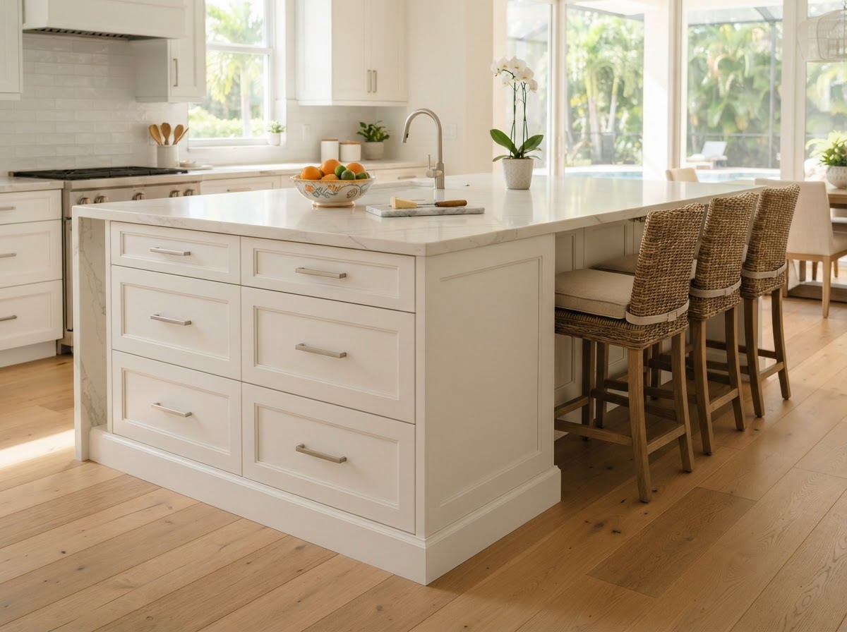 Custom kitchen island cabinetry for a Bloomingdale Florida home