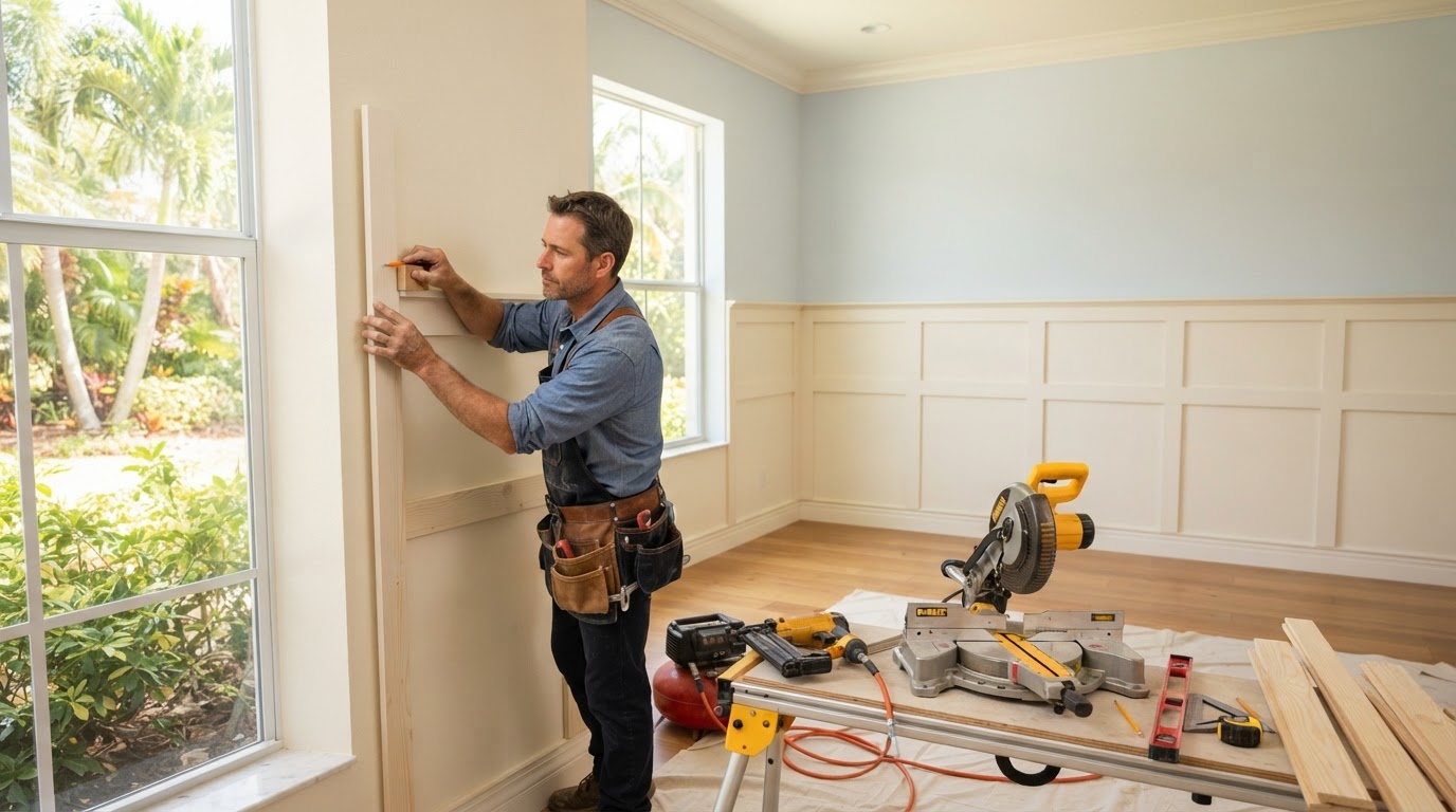 Wainscoting installation in a Bloomingdale Florida home