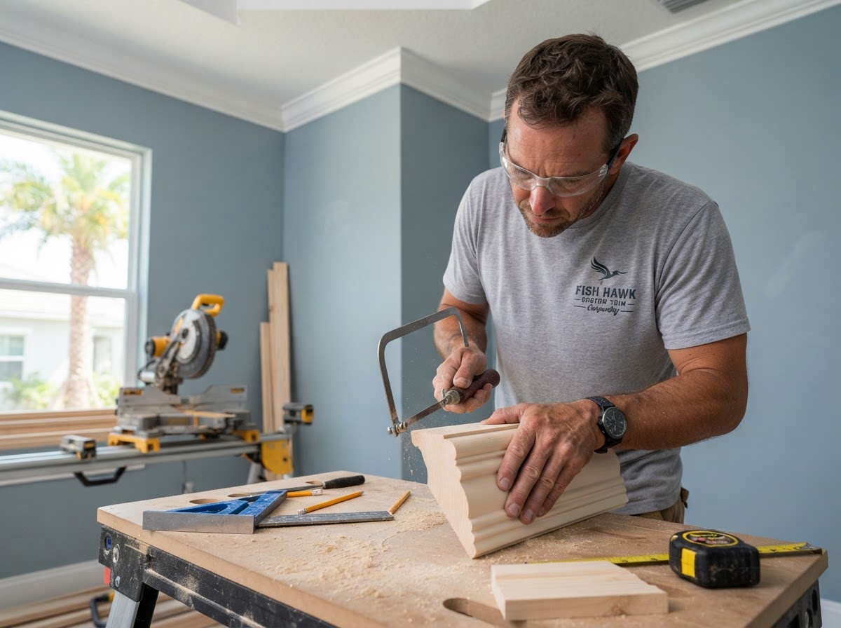 Inside corner crown molding detail in Fish Hawk FL