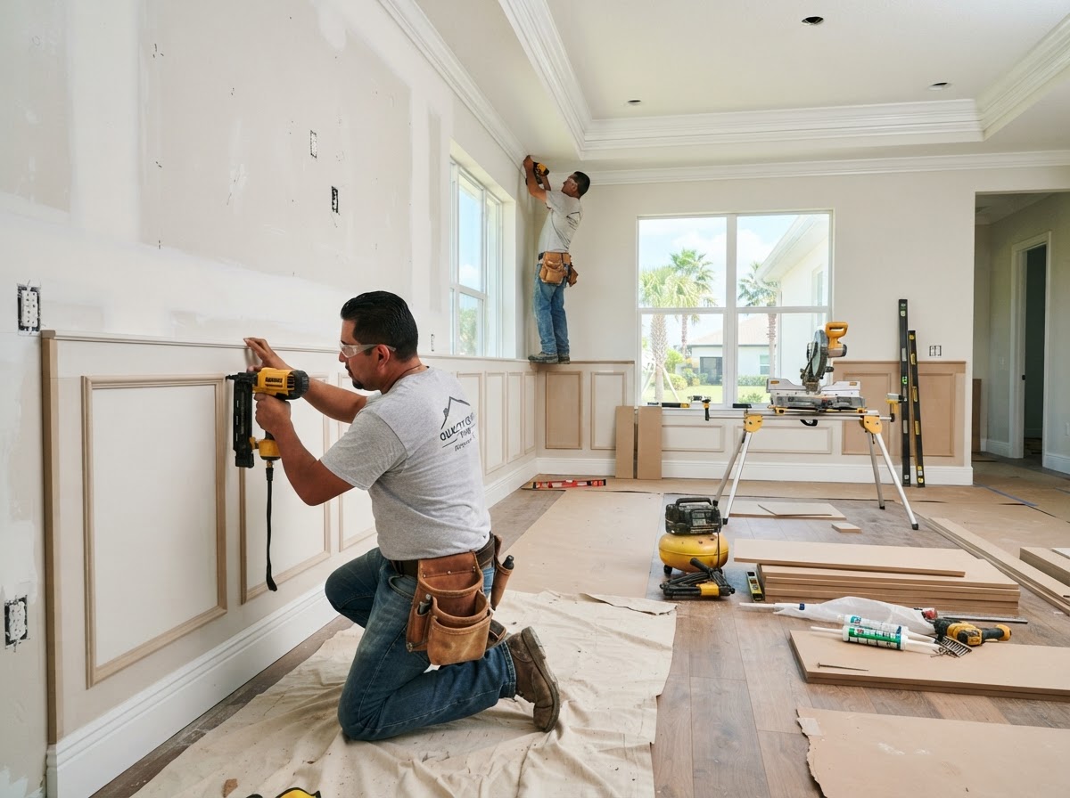Architectural wall paneling and finish trim in a newer Riverview Florida home
