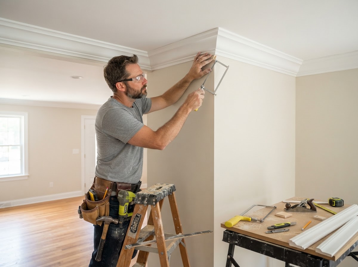 Crown molding installation by a finish carpenter in Bloomingdale FL