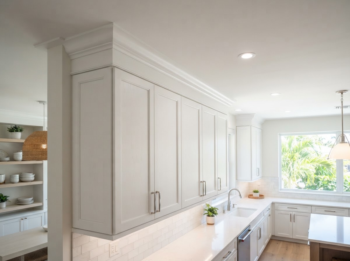 Crown molding integrated with custom cabinetry in Bloomingdale