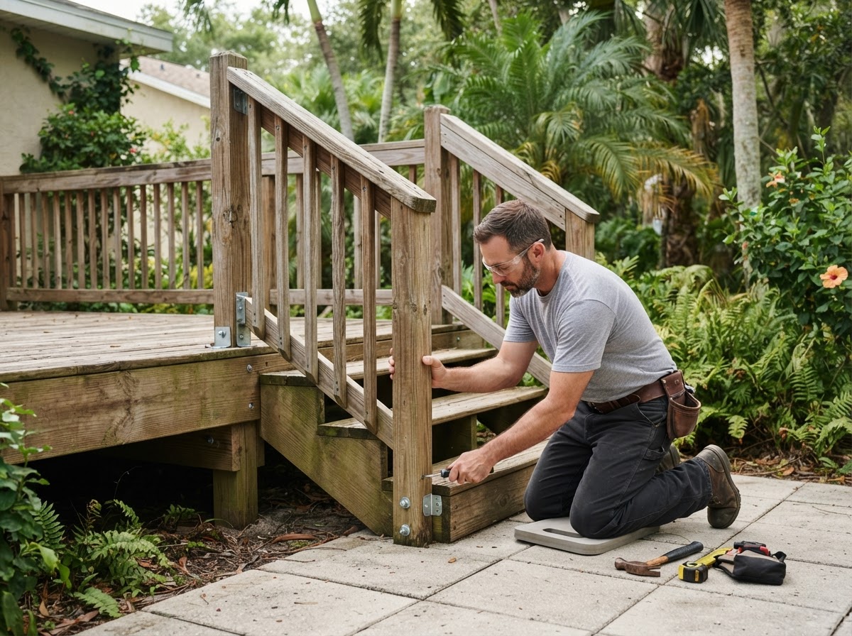 Deck railing and stair component inspection in Bloomingdale