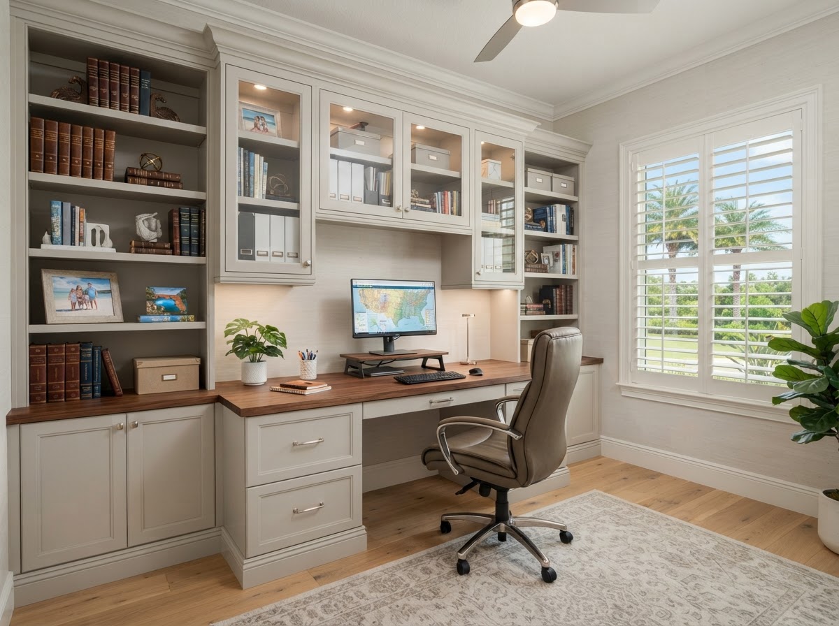 Home office built-in cabinetry in Riverview Florida