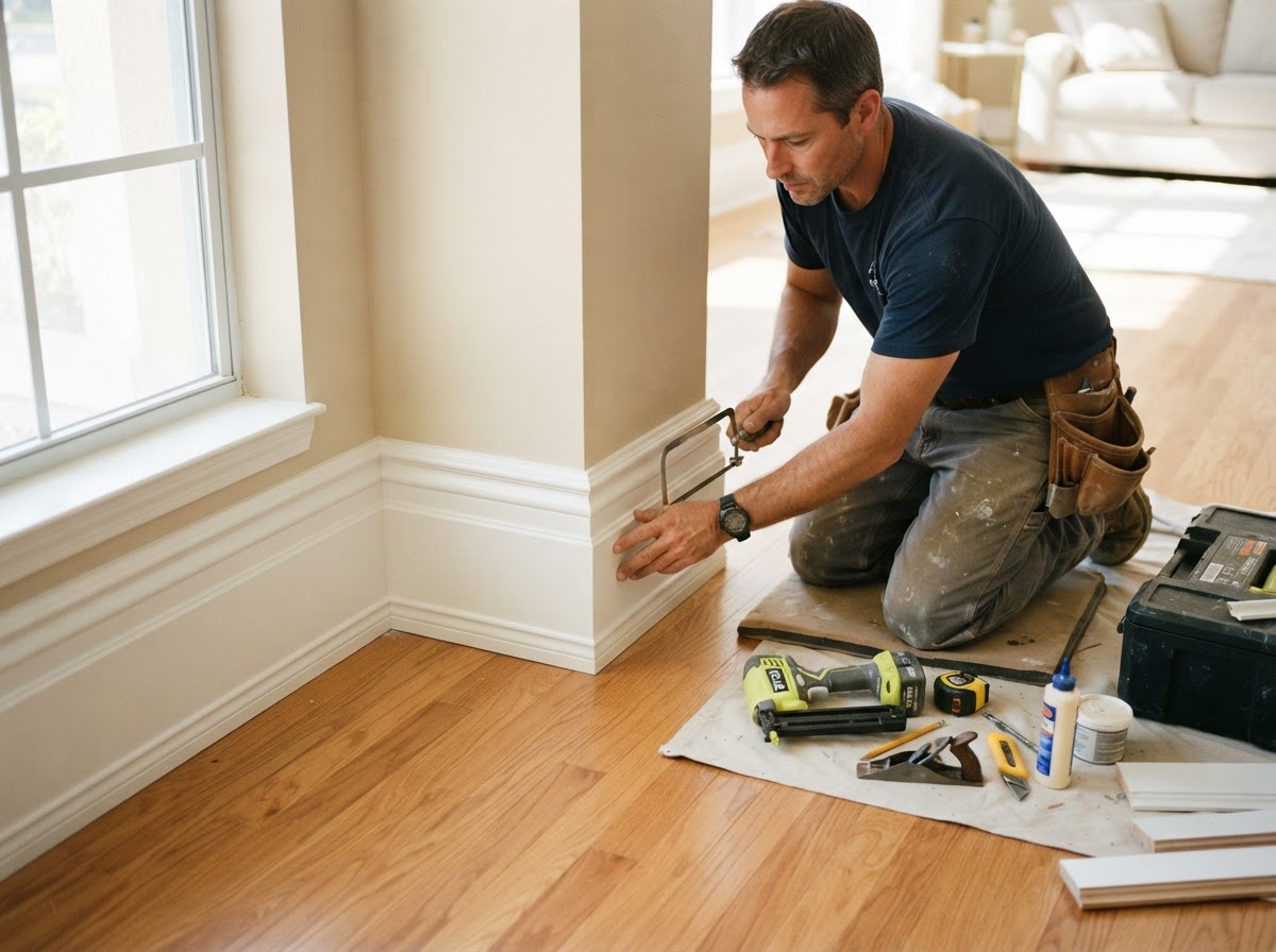 Baseboard installation for a Bloomingdale home