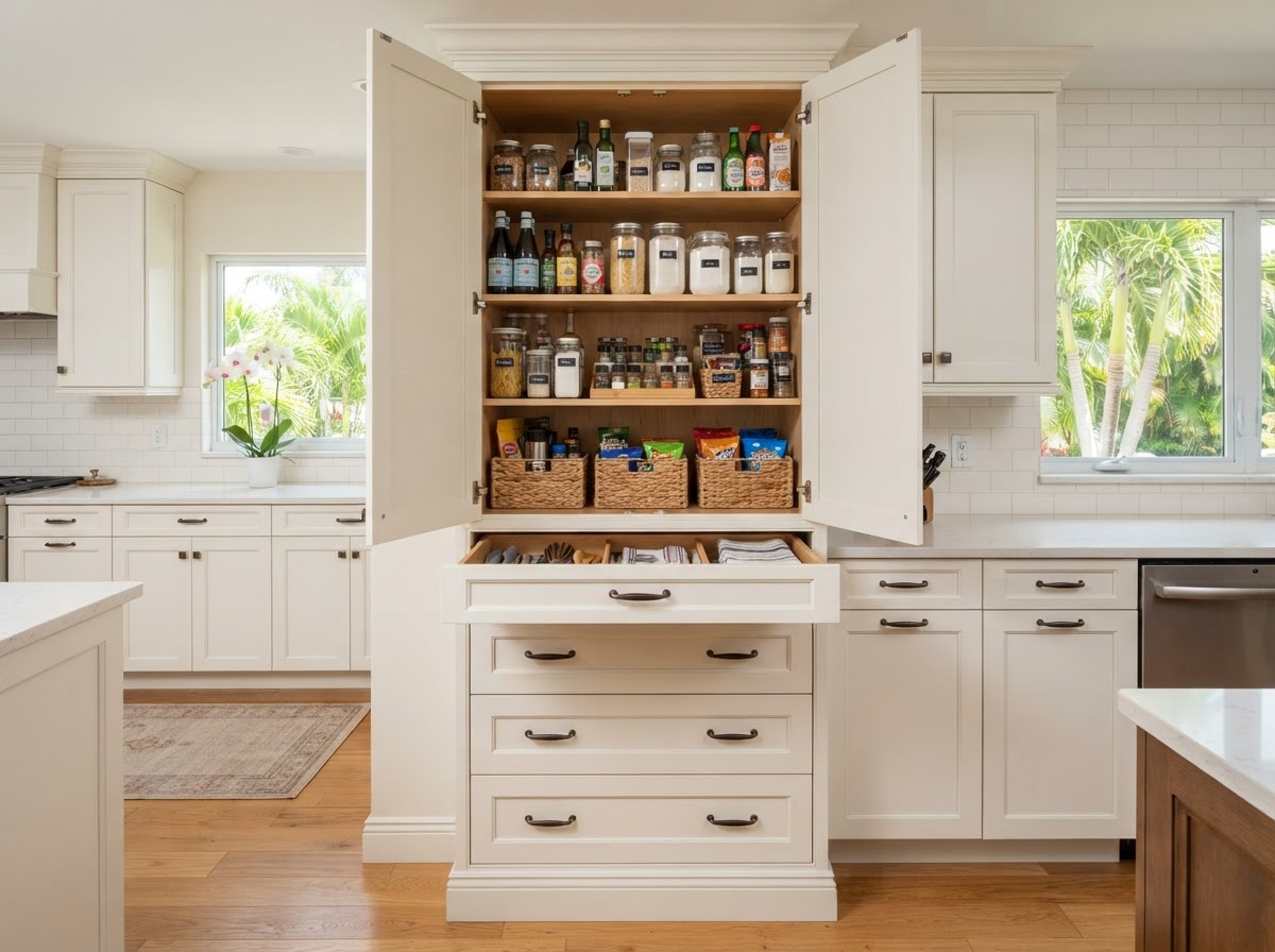 Custom kitchen cabinet and pantry storage in Valrico Florida