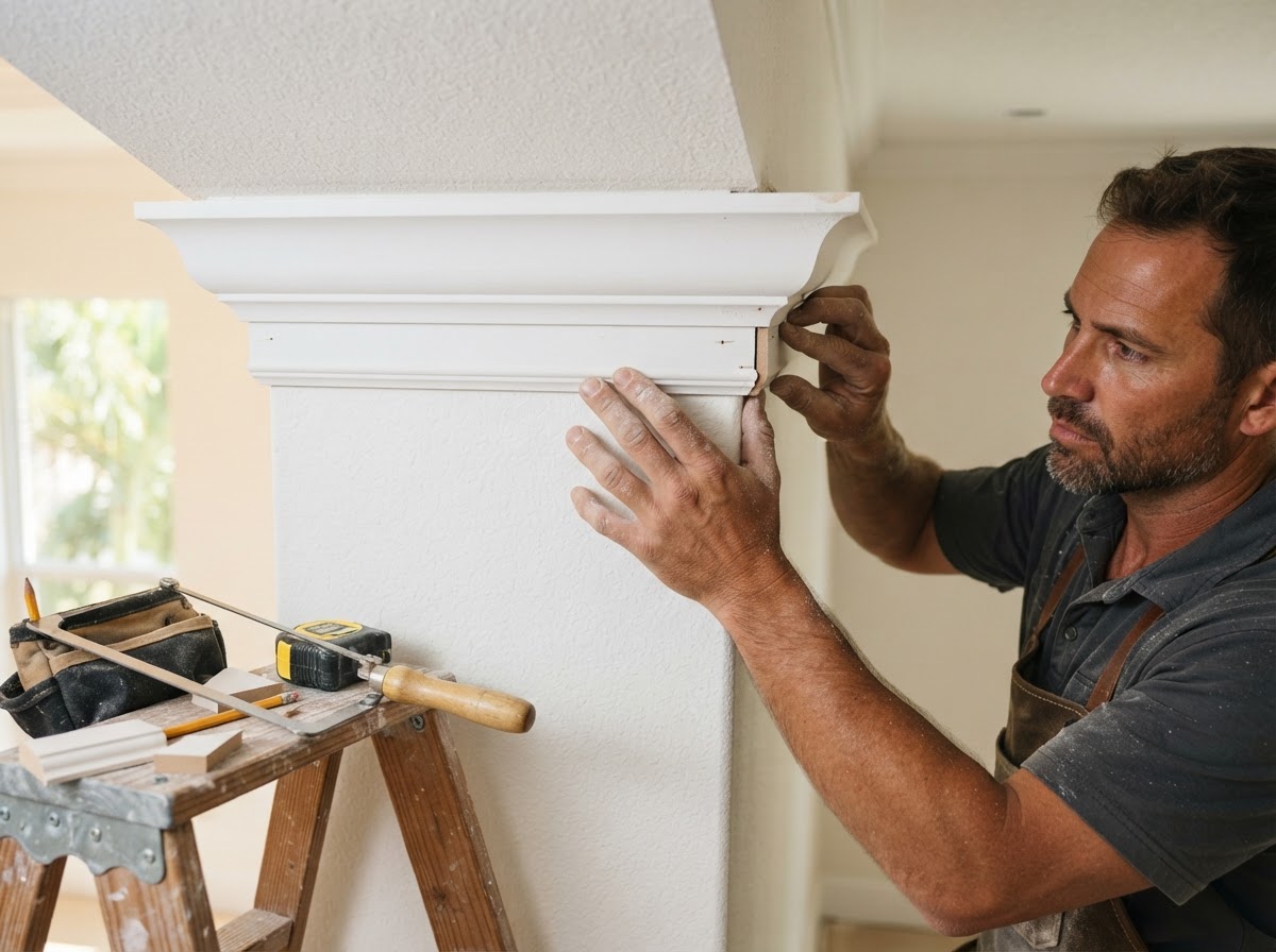 Crown molding detail in a Fish Hawk Florida home