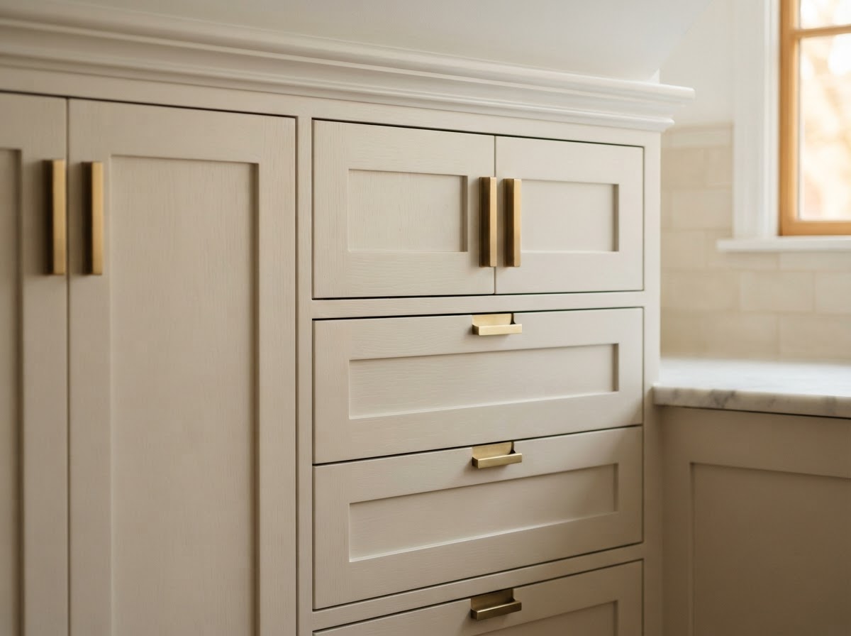Custom cabinet door drawer and finish detail in Bloomingdale FL