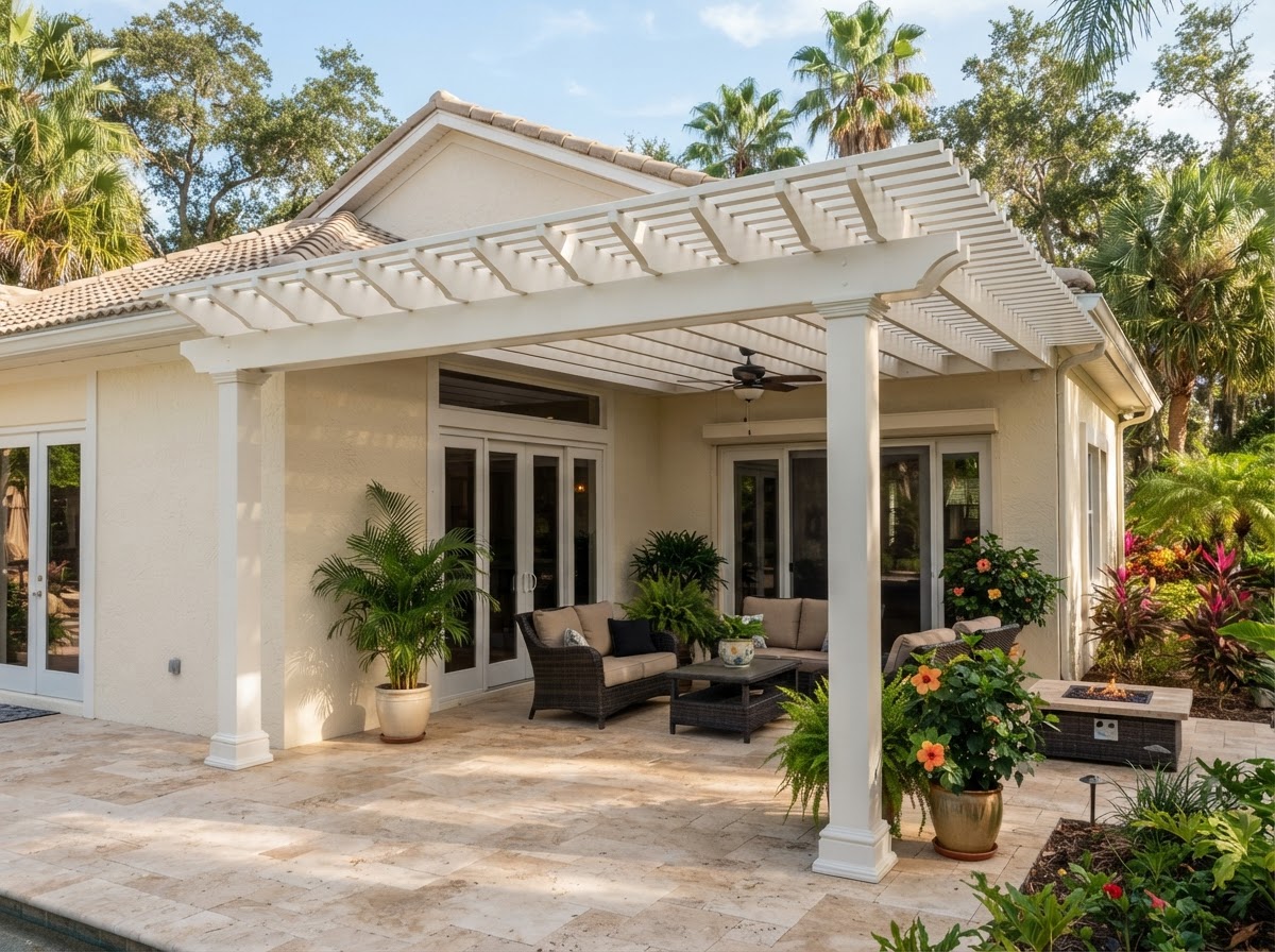 Attached-style pergola concept in Bloomingdale