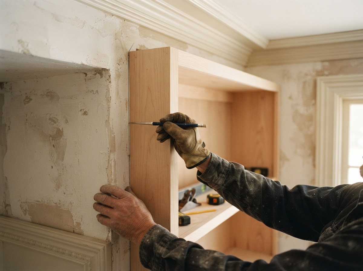Custom bookcase and shelving carpentry in Bloomingdale