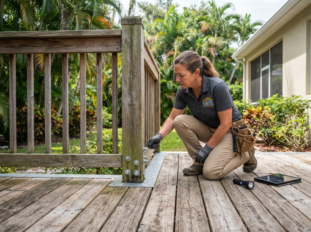 Deck surface and railing inspection in Valrico Florida