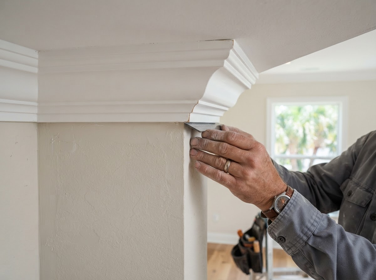 Crown molding inside corner detail in Brandon Florida