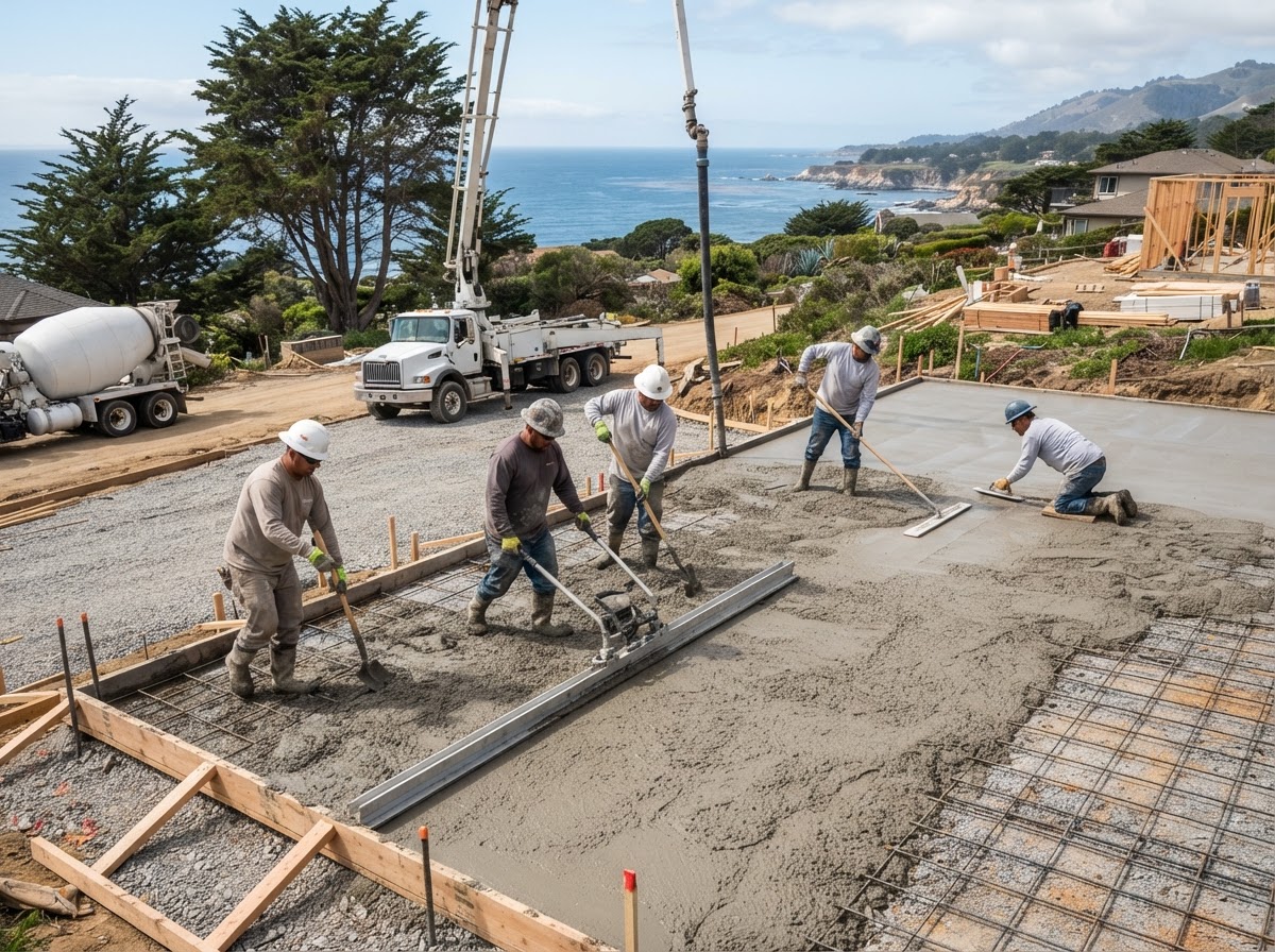 Decorative concrete installation in progress