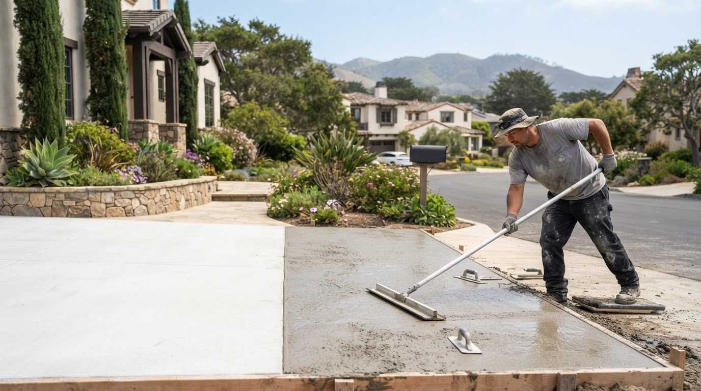 Concrete driveway installation and finishing in Monterey California