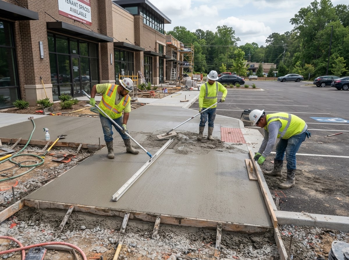 Commercial concrete flatwork installation
