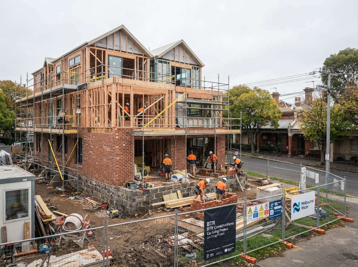 Co-living development under construction in Melbourne