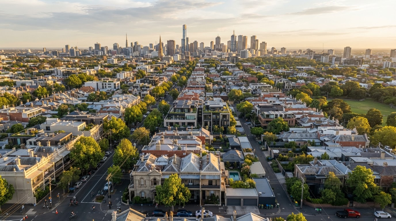 Melbourne suburban streets at golden hour