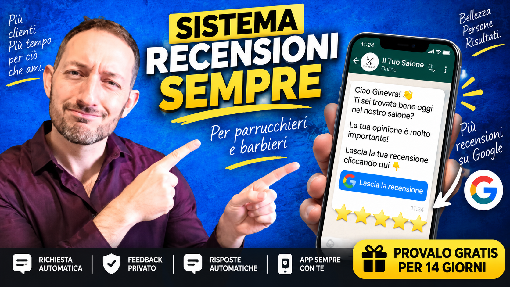 Sistema Recensioni Sempre — Per Parrucchieri, Barbieri e Saloni