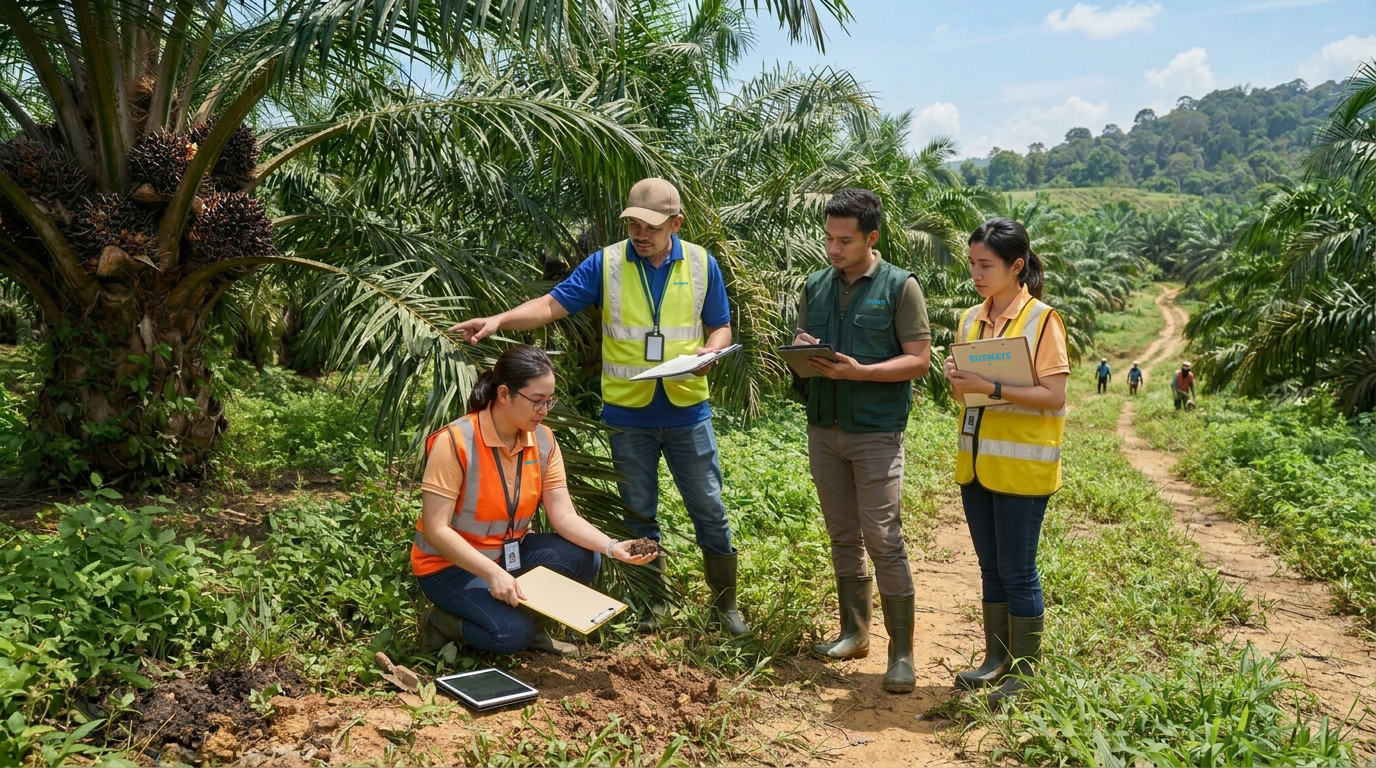 Agricultural consultants conducting a site recce at a plantation