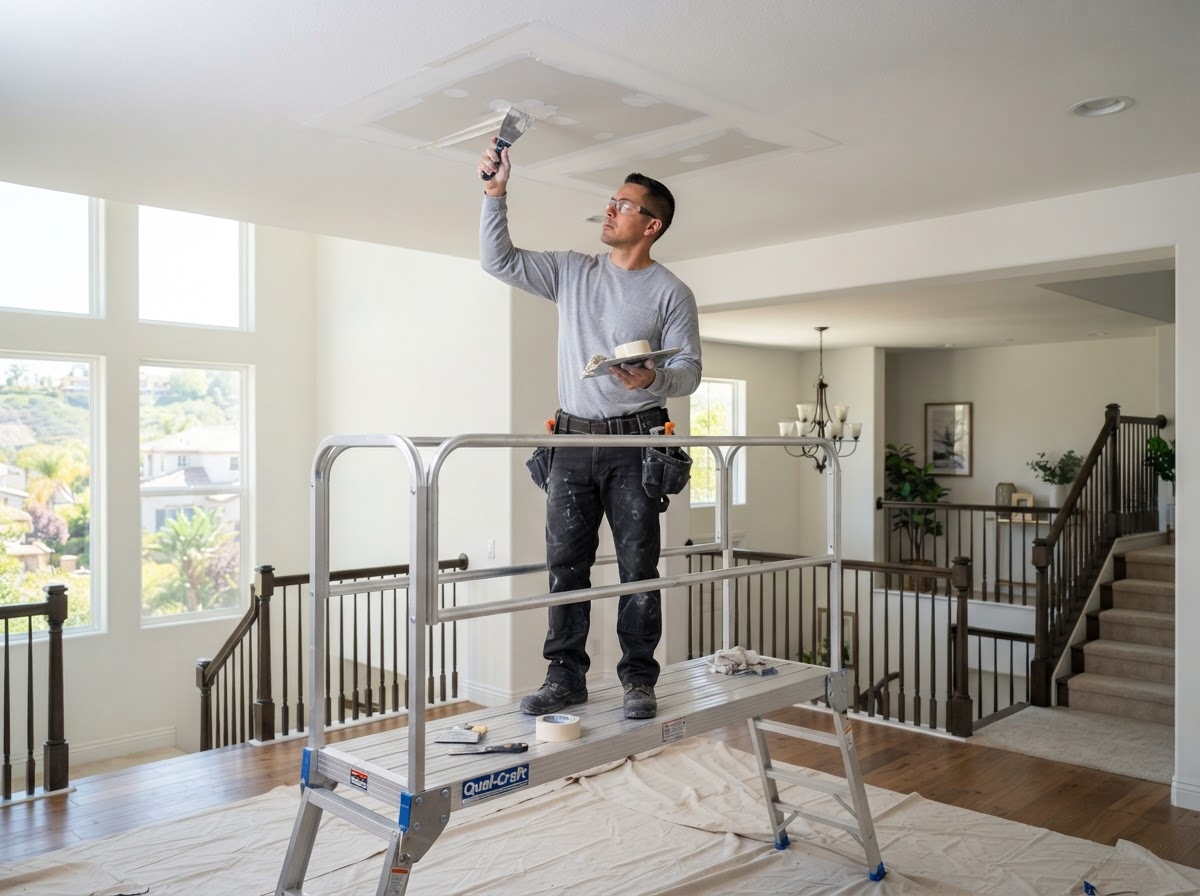 Ceiling drywall repair in a Diamond Bar home