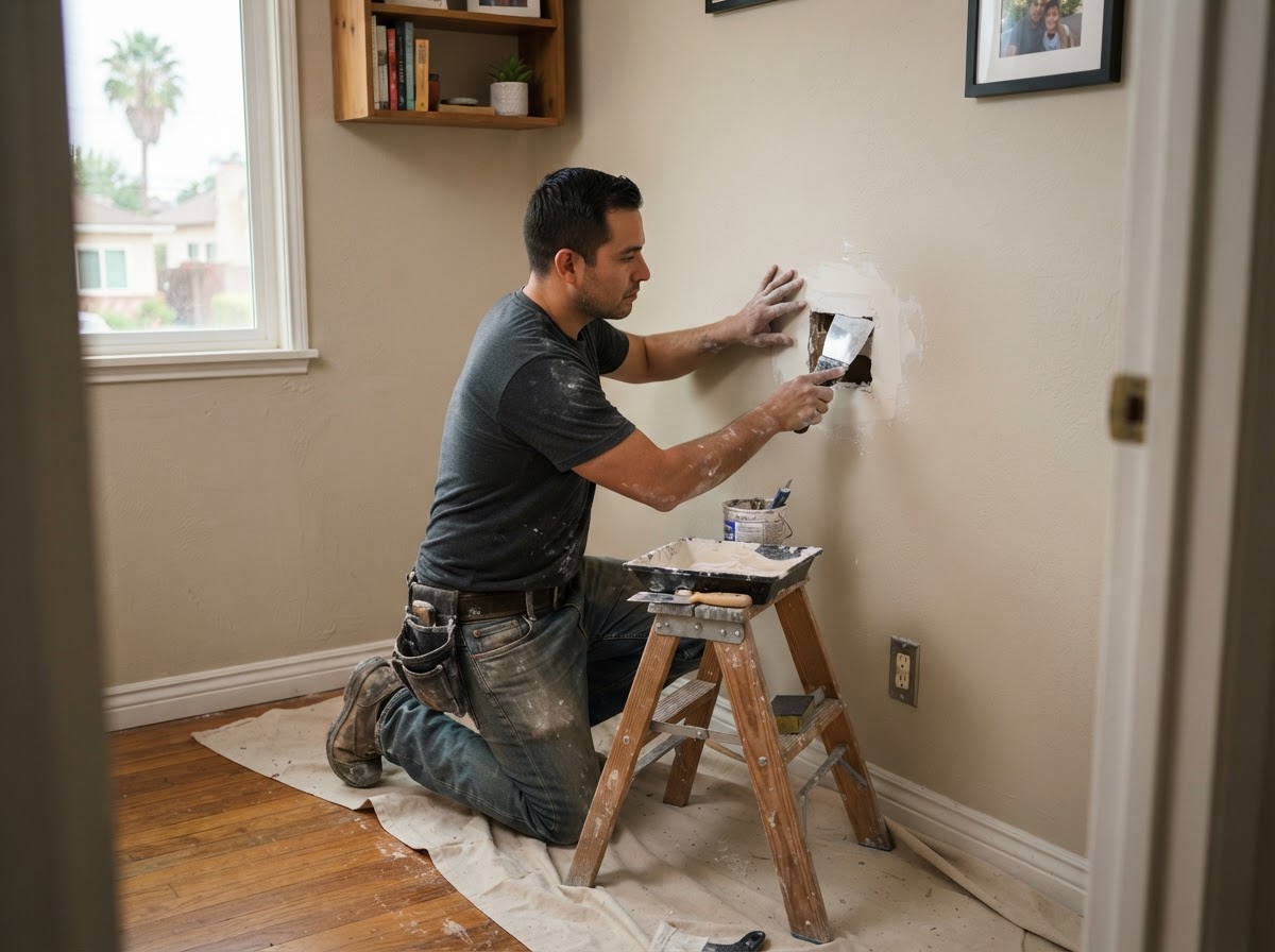 Drywall repair in a Baldwin Park home