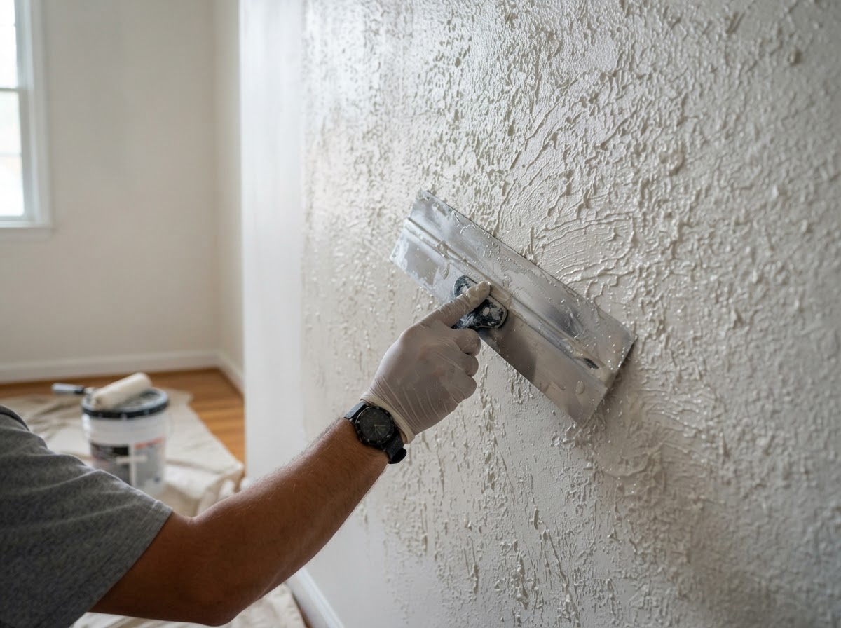 Knockdown drywall texture in a Hacienda Heights home