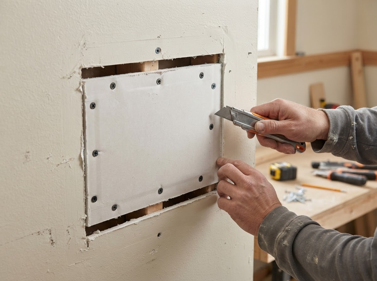 Drywall hole repair with supported wall patch