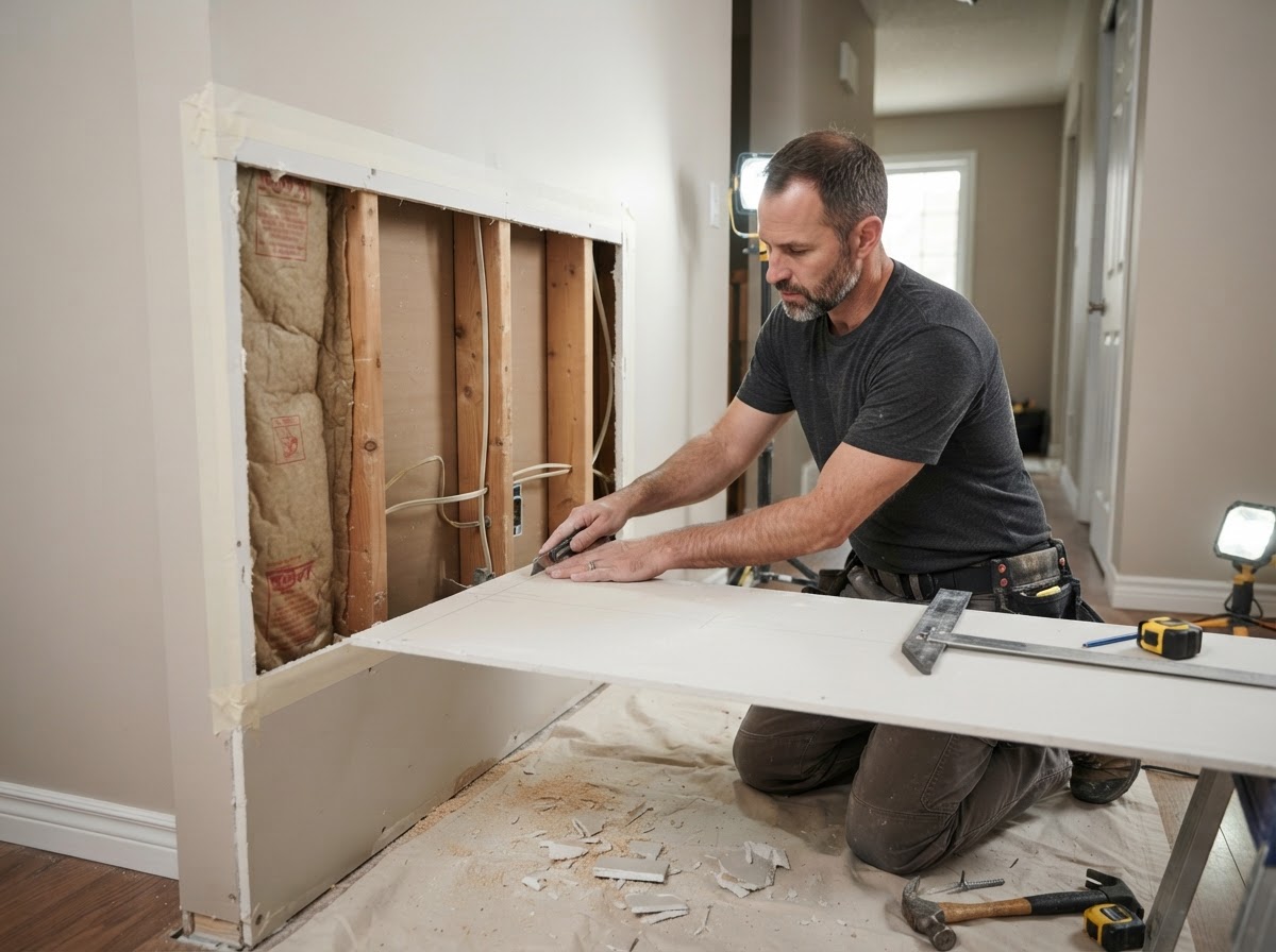 Water damaged drywall replacement in West Covina