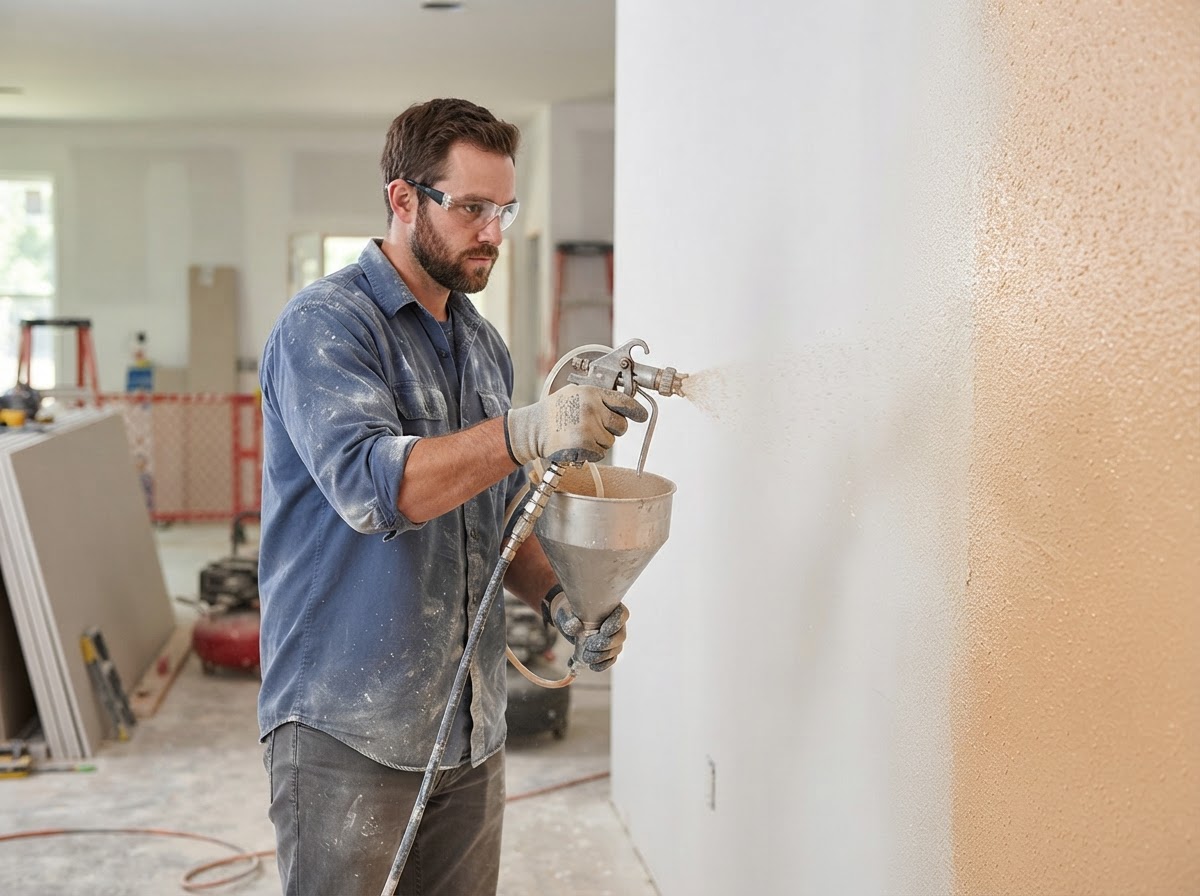 Drywall texture application in West Covina
